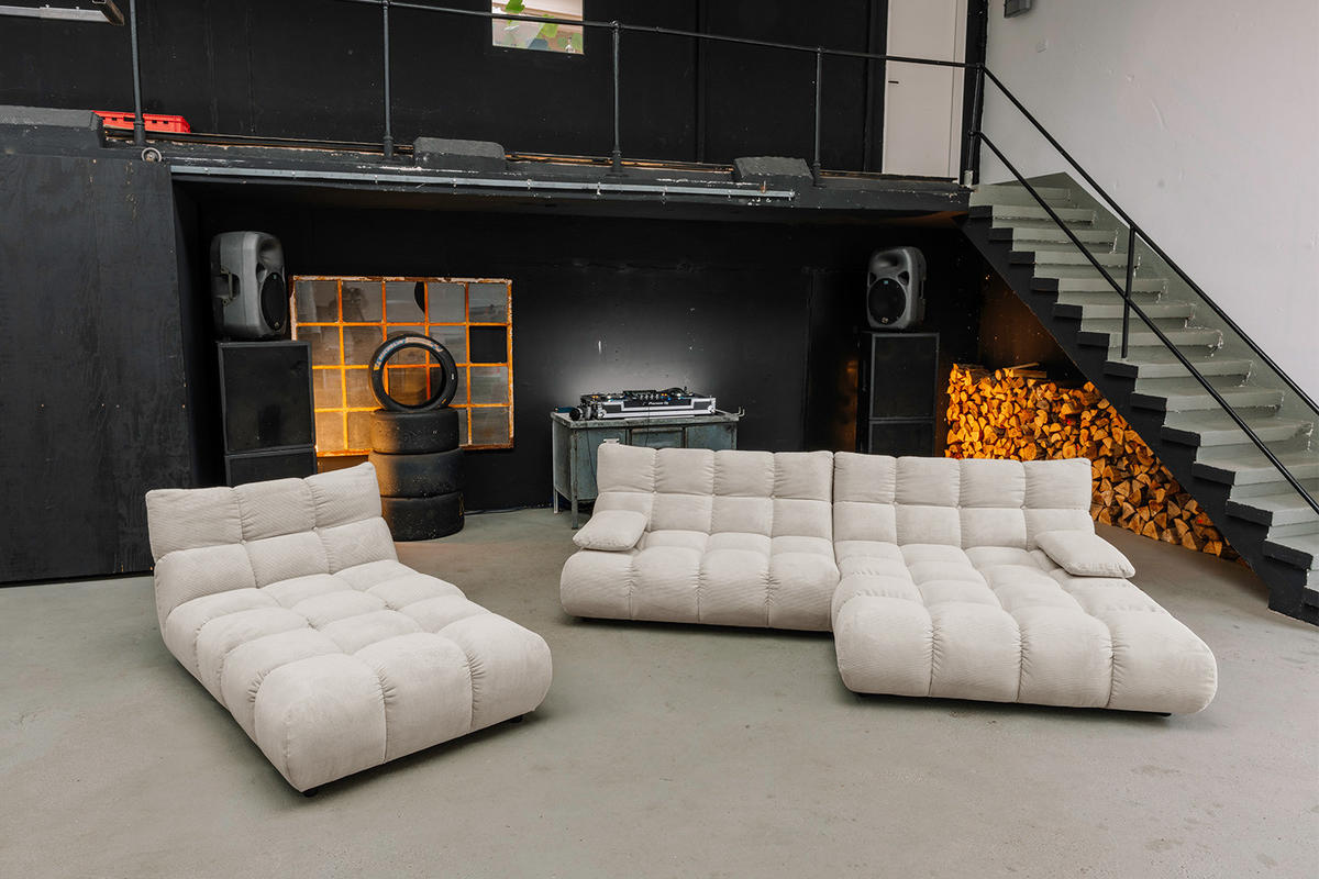 SITZGRUPPE VIVIEN 3ER SET Beige Cord - Beige, Kunststoff/Textil (510/85/359cm) - KAWOLA