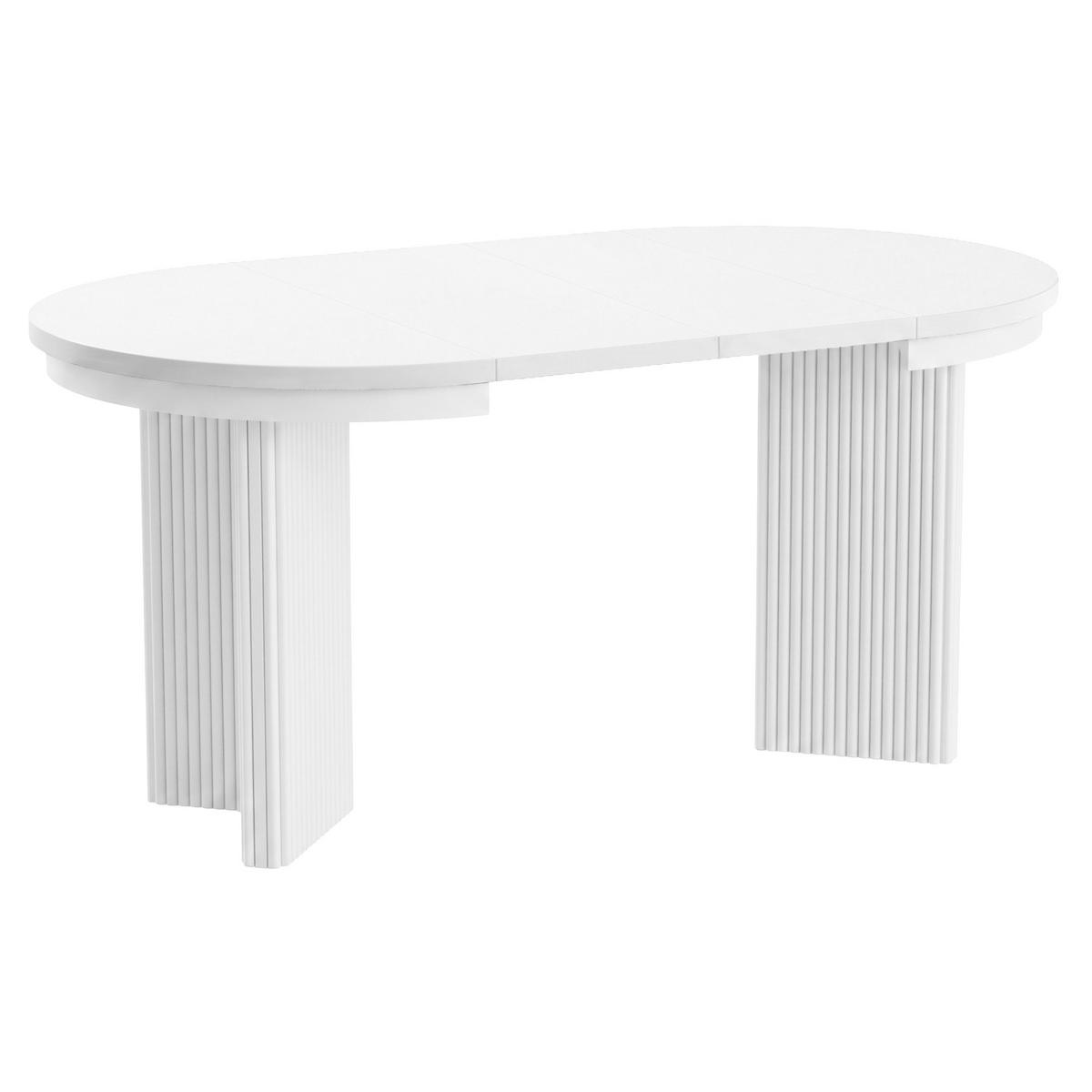 JÍDELNÍ STŮL Prestige, kulatý designový stůl, rozkládací Ø 100–180 cm, bílá + bílá - bílá, kov (100/100/77cm) - Beautysofa