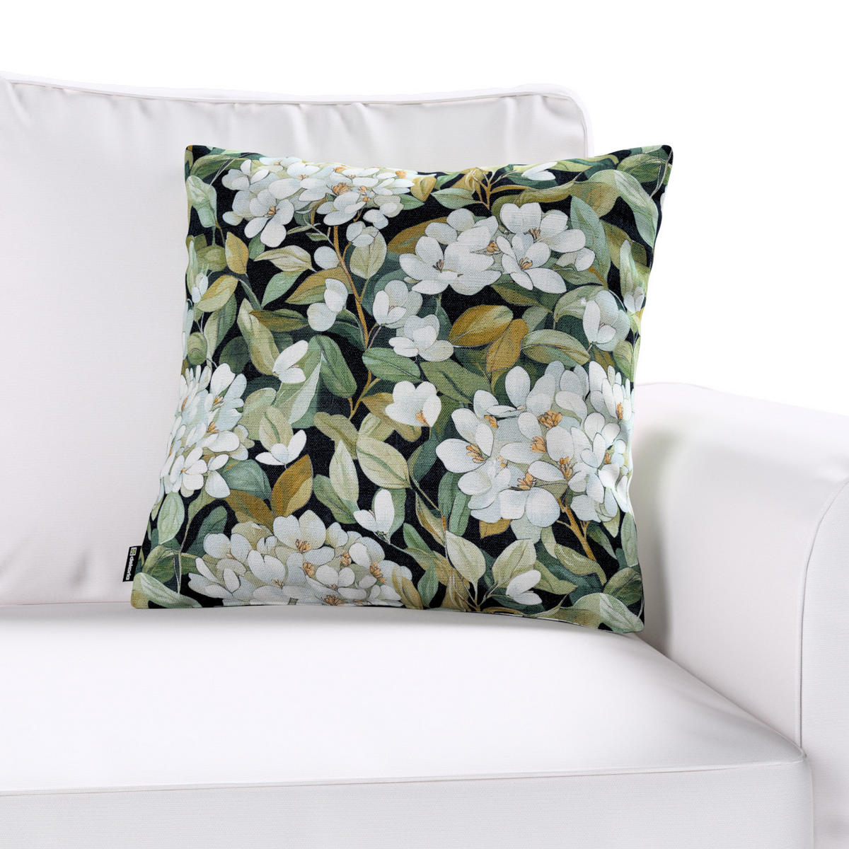 KISSENHÜLLE Botanic weiss- schwarz, 43x43 cm - Grün, Textil (43/43cm) - Dekoria