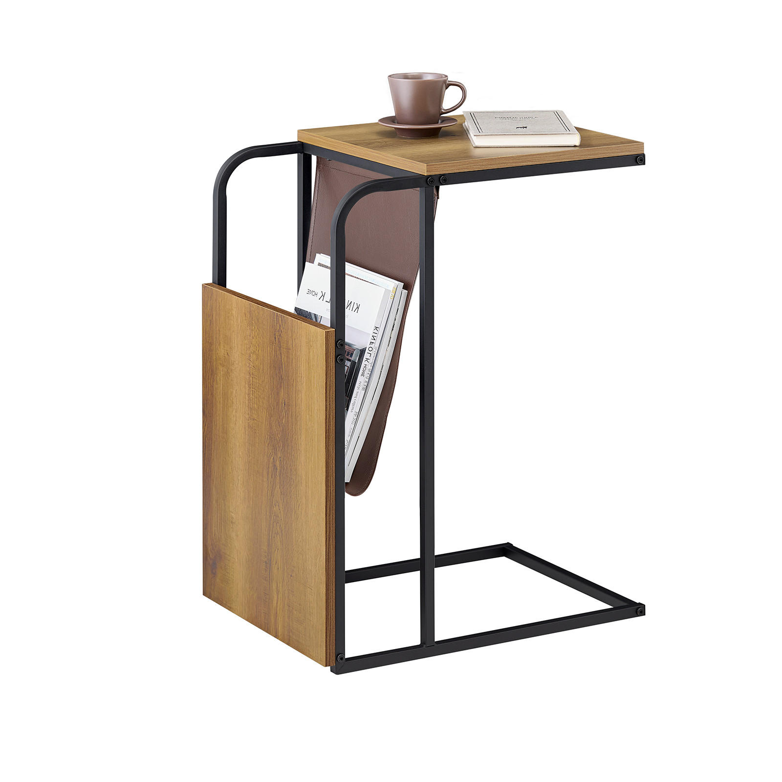 BEISTELLTISCH Vintagebraun-Schwarz - Schwarz/Naturfarben, Holzwerkstoff/Metall (50/36/65cm) - SoBuy