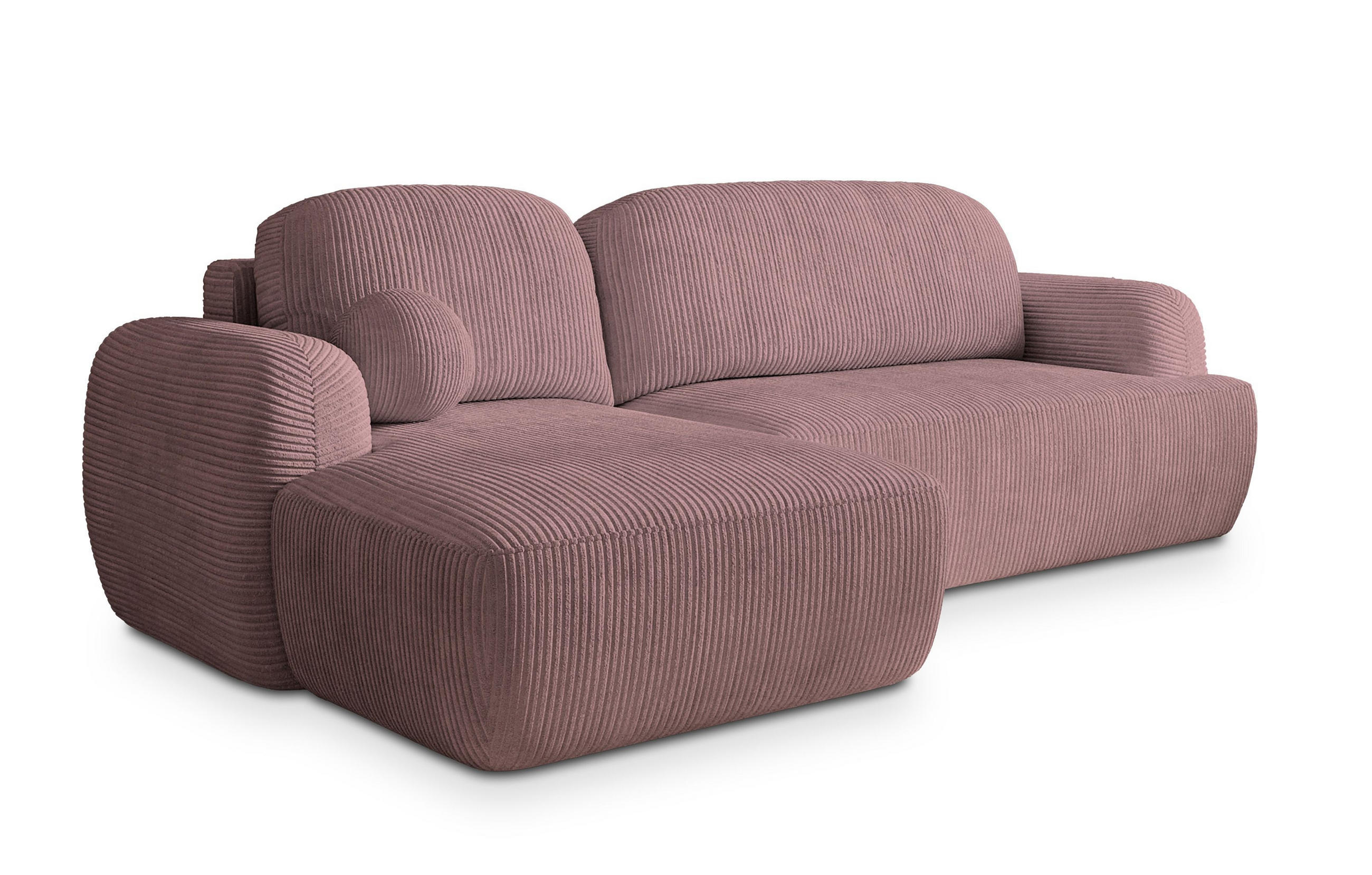 ECKSOFA MODENZA P L-S Lila Kordstoff mit Schlaffunktion - Lila, Holz (266/148cm) - MASSENO