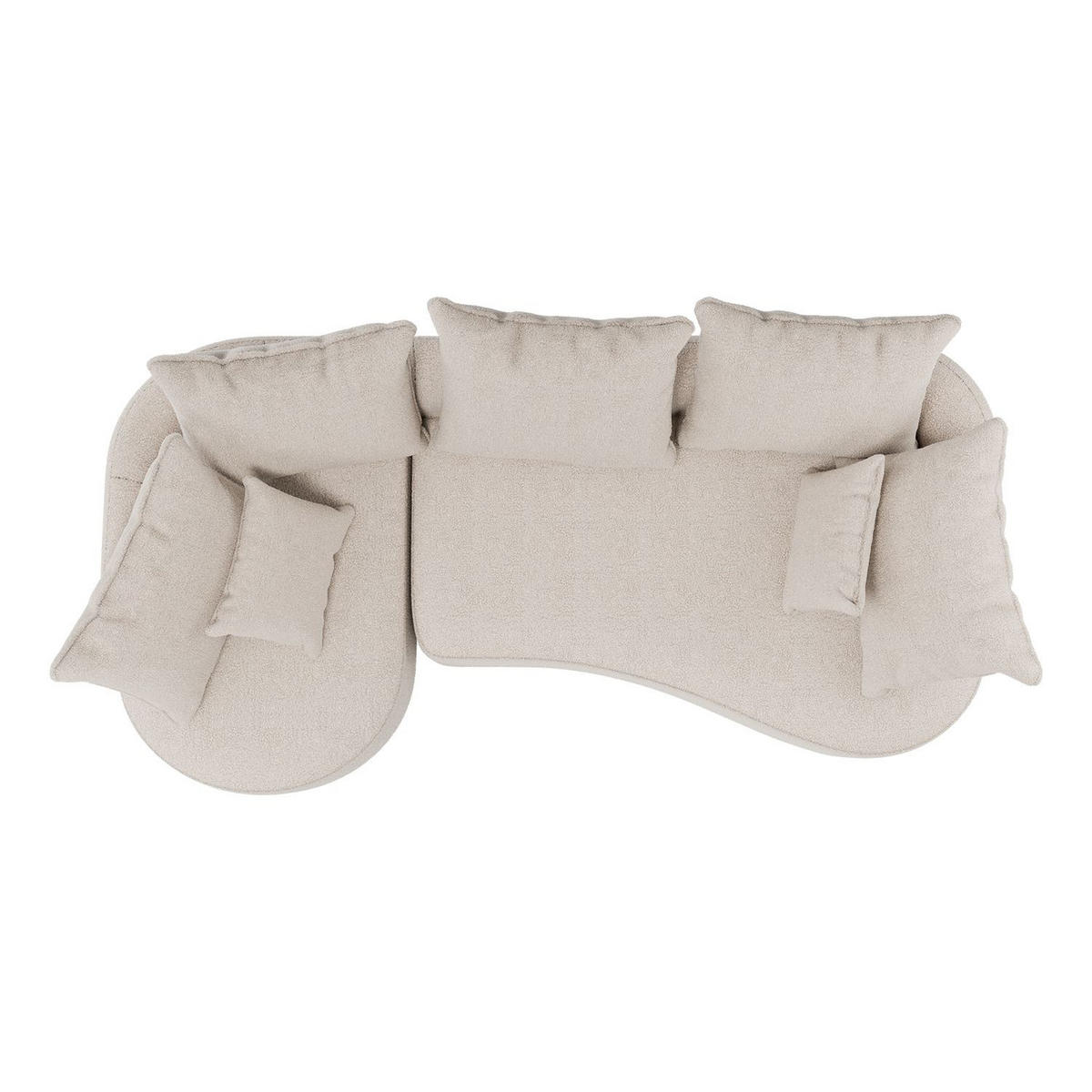 SOFA Tirano Bouclé Creme mit Ottomane links - Creme, Textil (102/300cm) - Juskys