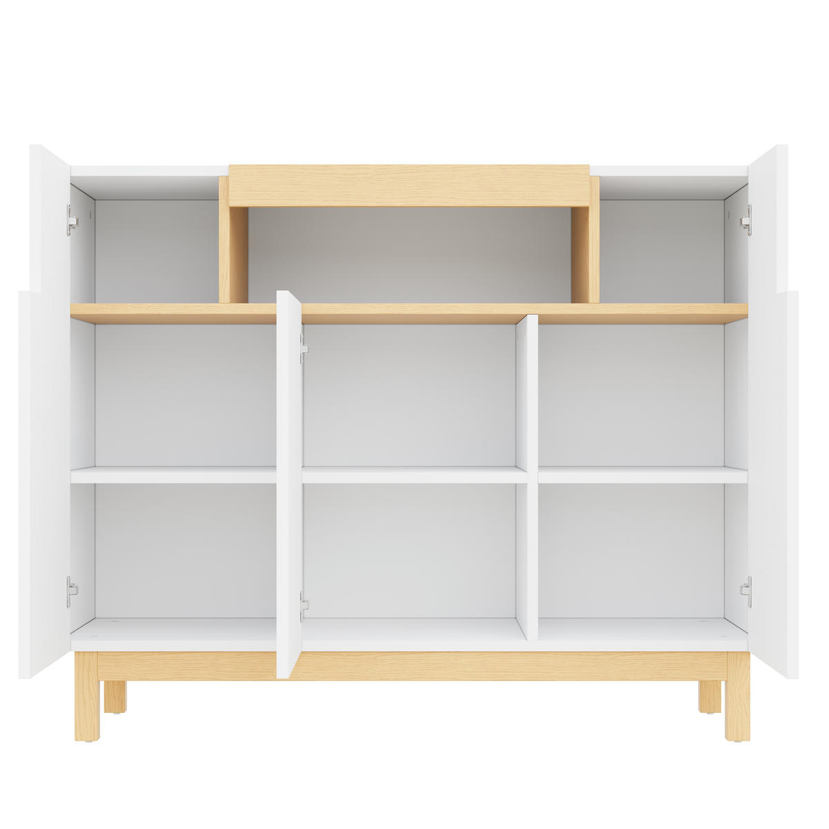 SIDEBOARD 3 Türen Wohn Esszimmer Multifunktional Stauraum - Weiß, Holzwerkstoff (42/96/120.5cm) - FLIEKS