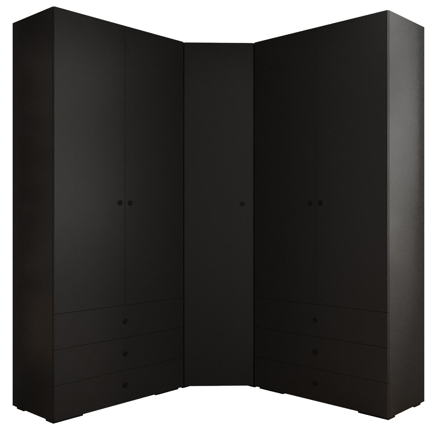 Abiks Möbel Garderoben-Set Schwarz, Schwarz 181.7x236.7x47 cm
