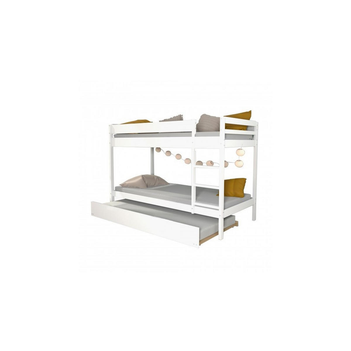 ETAGENBETT WALLY mit Schublade-Bett/ 3x 90x190 - Weiß - Weiß, Holz (90/190cm) - Weber Industries