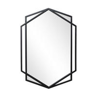 HEXAGON Wandspiegel Schwarz 71x50cm - Schwarz, Glas (3/71/48.5cm) - Hometopia