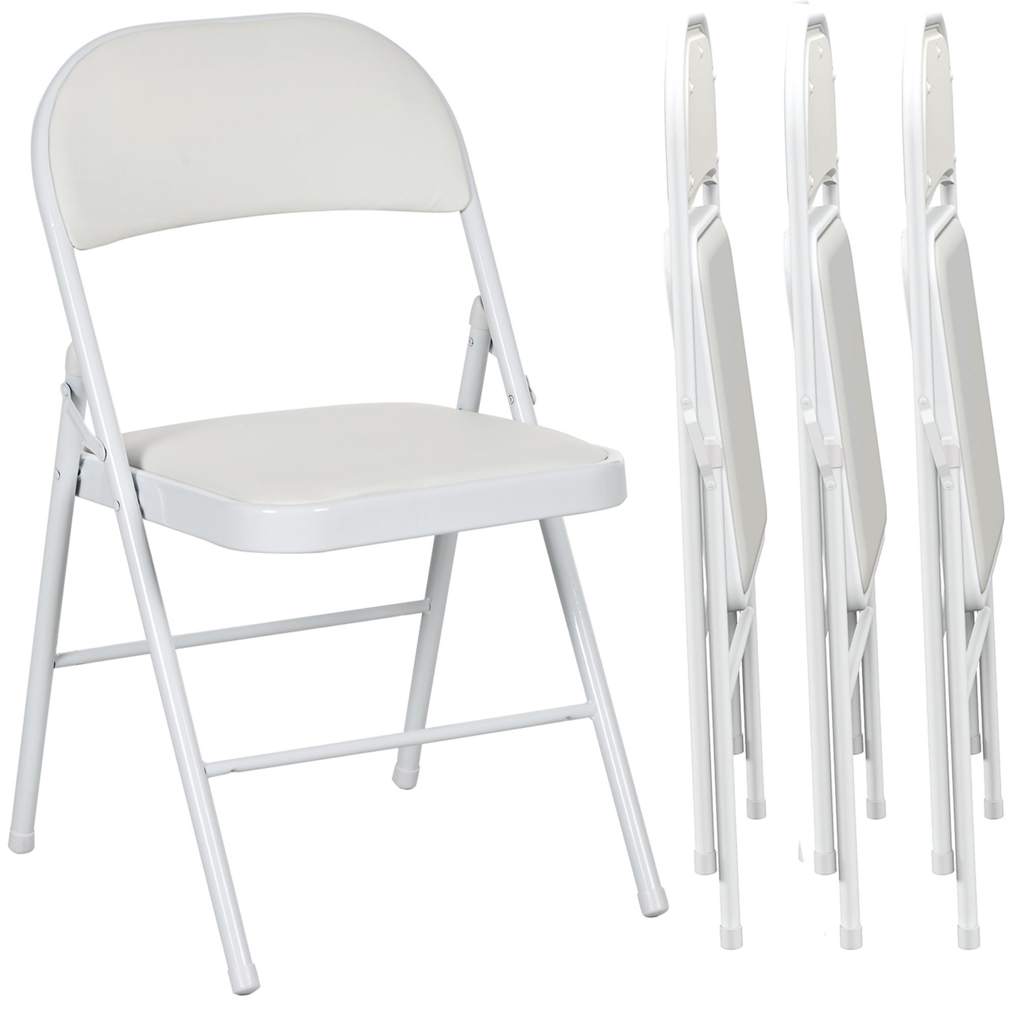 KLAPPSTUHL Klappbar Campingstuhl mit Gepolsteter Rückenlehne für Gäste, Weiß - Weiß, Metall (45/78/46cm) - HOMCOM
