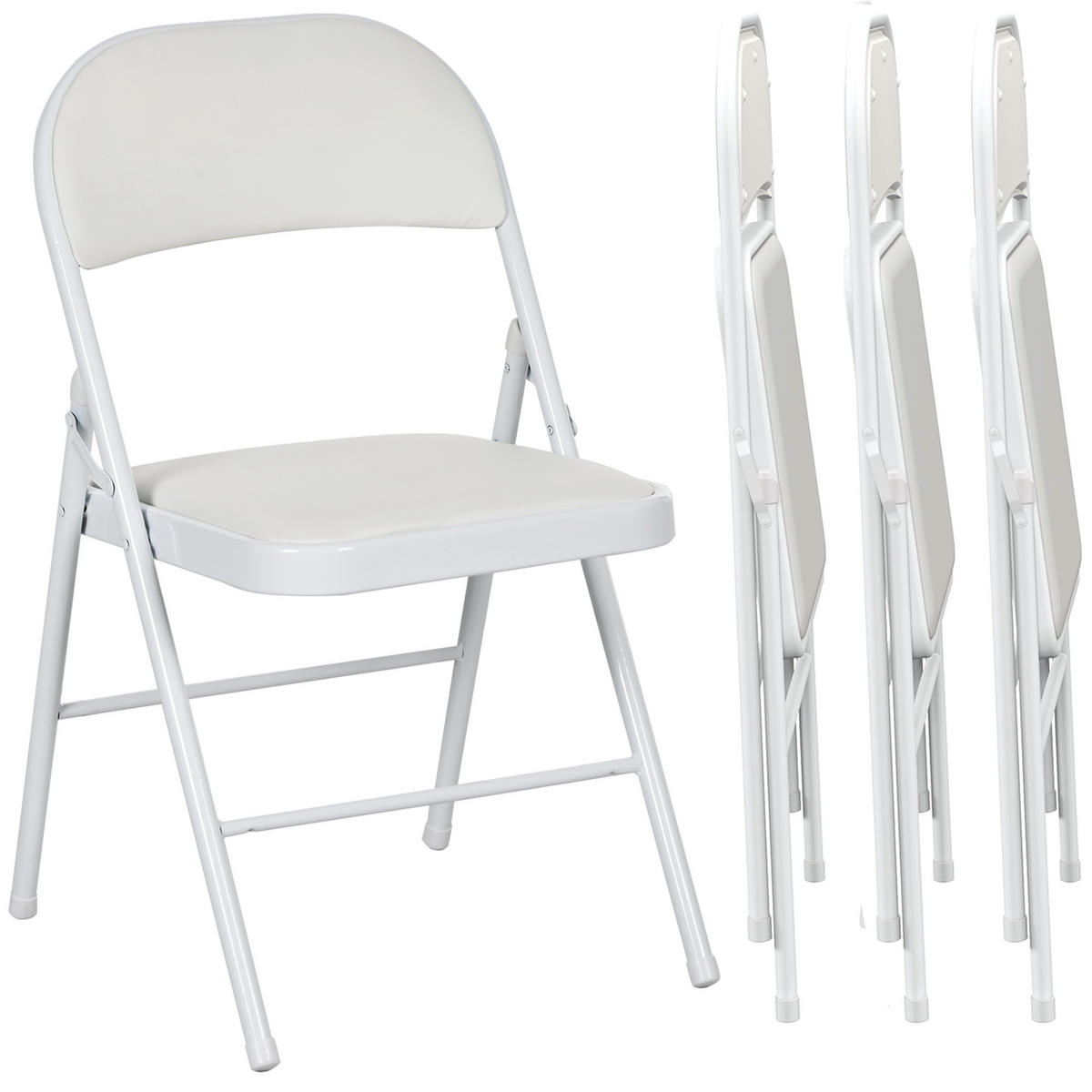KLAPPSTUHL Klappbar Campingstuhl mit Gepolsteter Rückenlehne für Gäste, Weiß - Weiß, Metall (45/78/46cm) - HOMCOM