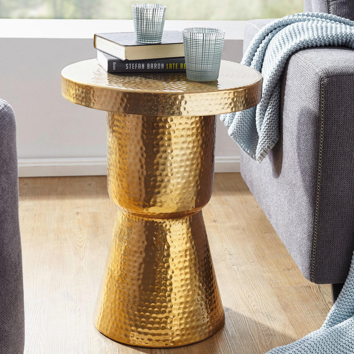 BEISTELLTISCH Aluminium Hammerschlag Orientalisch ENNS, Gold 43x43x59 cm - Goldfarben, Metall (43/43/59cm) - KADIMA DESIGN