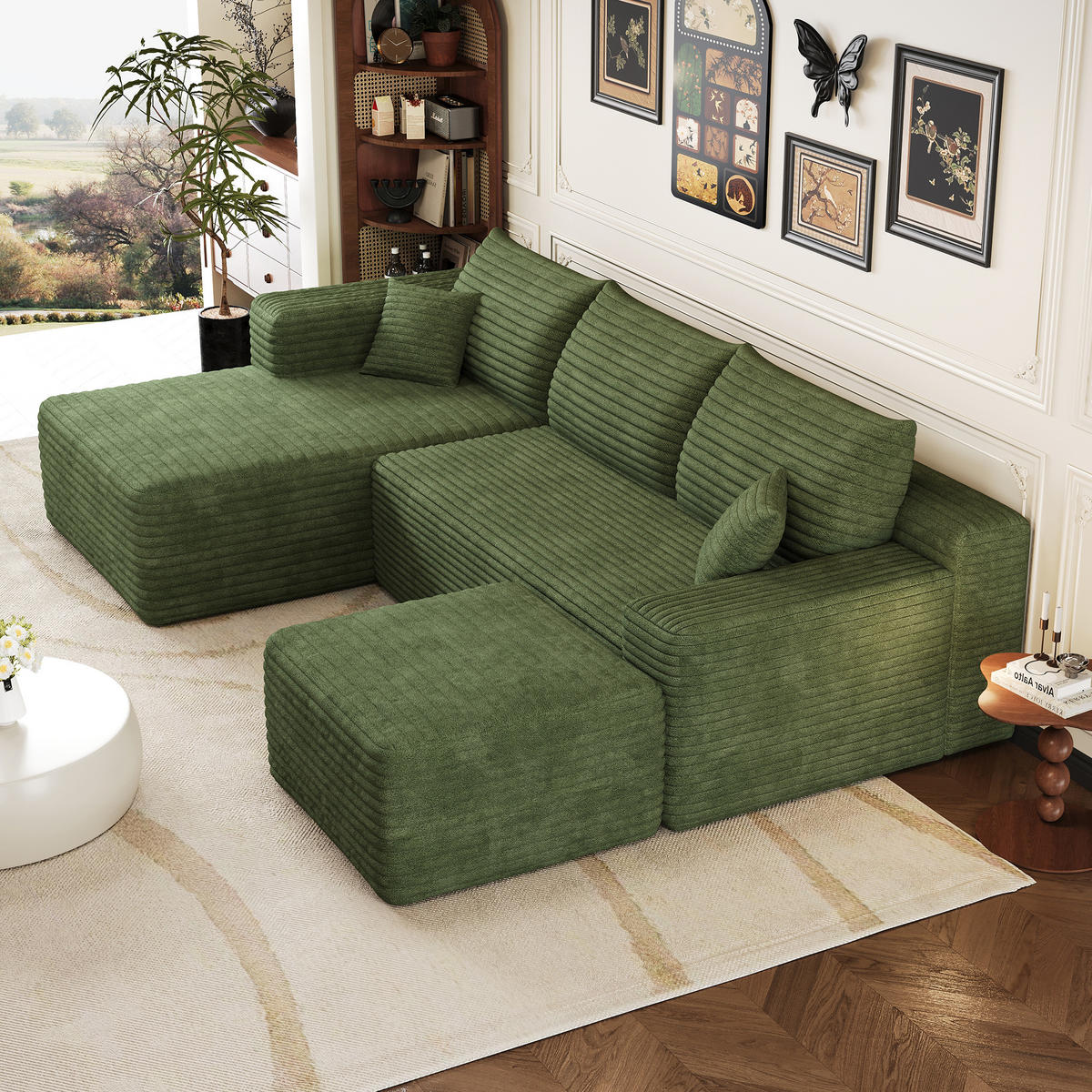 L-FÖRMIGES ECKSOFA Grün 241/151/58 cm 4-Sitzer Ohne Montage - Grün, Textil (241/151cm) - PANGIVO