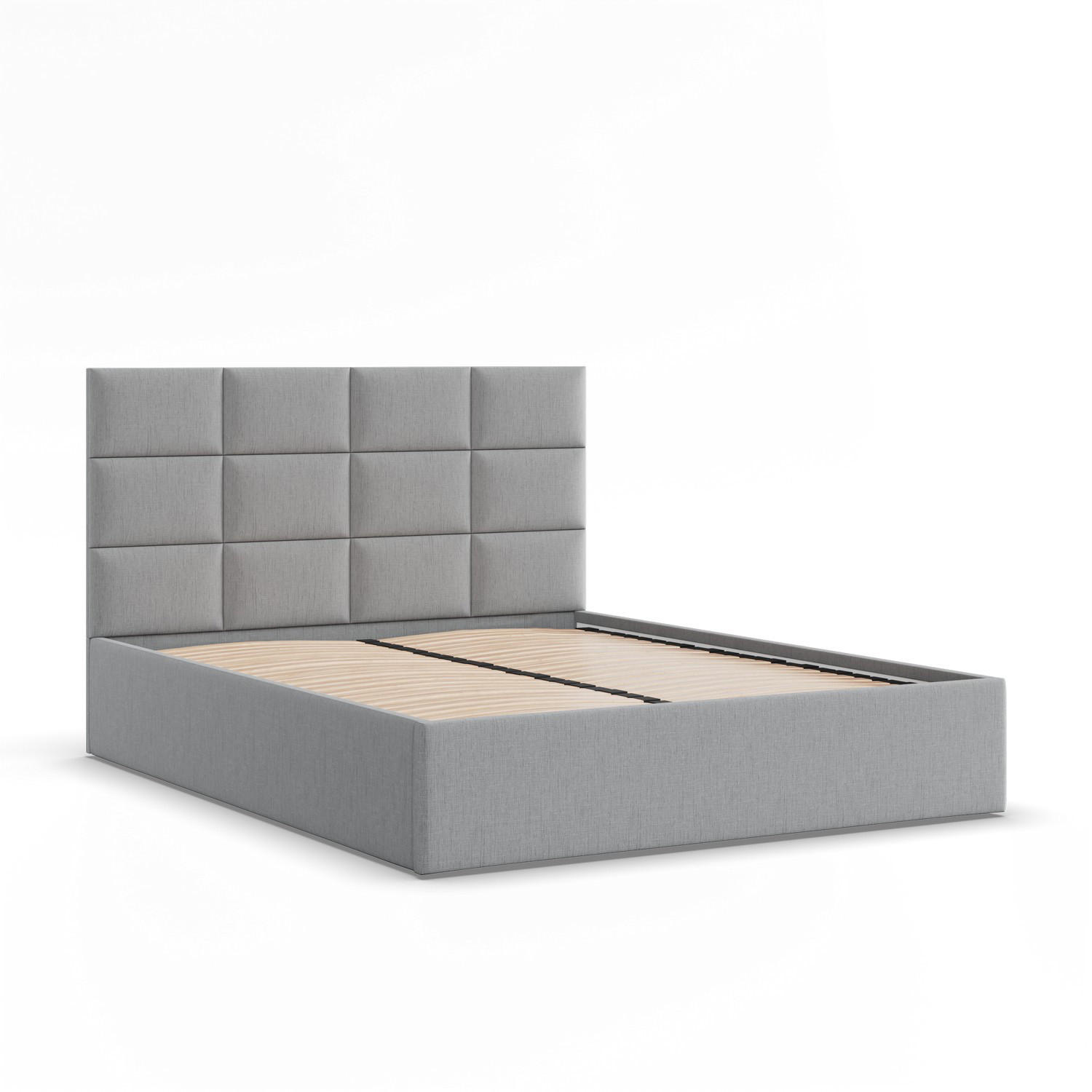 POLSTERBETT MIT KOPFTEIL 160x200 ohne Bettkasten YORK, Grau - Hellgrau, Textil (160/200cm) - Mebligo