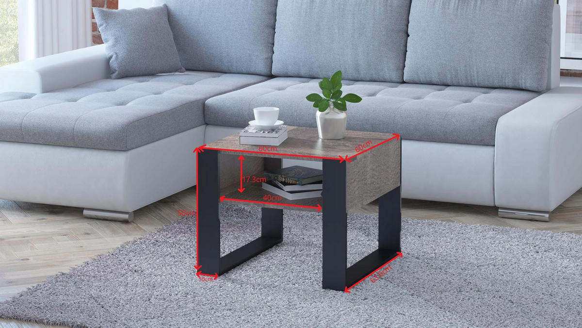 COUCHTISCH KAJA Grange Eiche 60/53,6/50 cm - Eichefarben, Holzwerkstoff (53.6/60/50cm) - Matkam Möbel