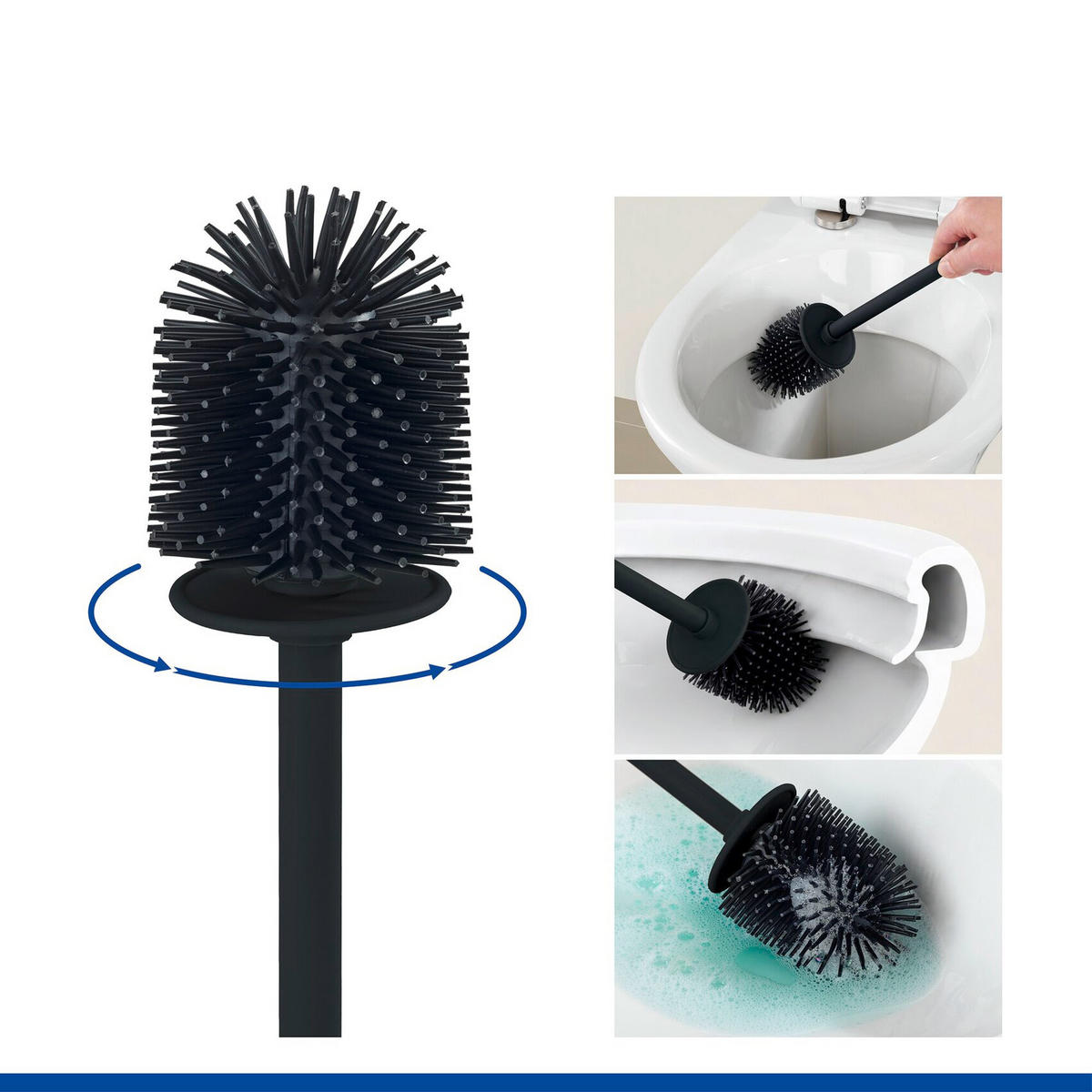 SILIKONBÜRSTE für die Toilette Lizan 10,5/10,5/35,5 cm - Schwarz, Metall (10.5/35.5/10.5cm) - Wenko