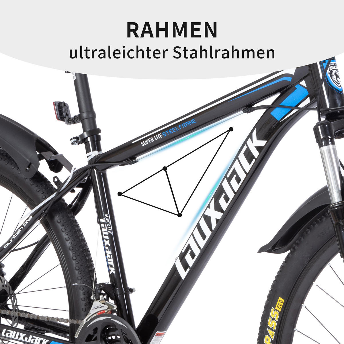 MOUNTAINBIKE 26 Zoll Blau – 21-Gang-Schaltung – Scheibenbremsen – Stahlrahmen - Blau, Metall (100cm) - Oxeza