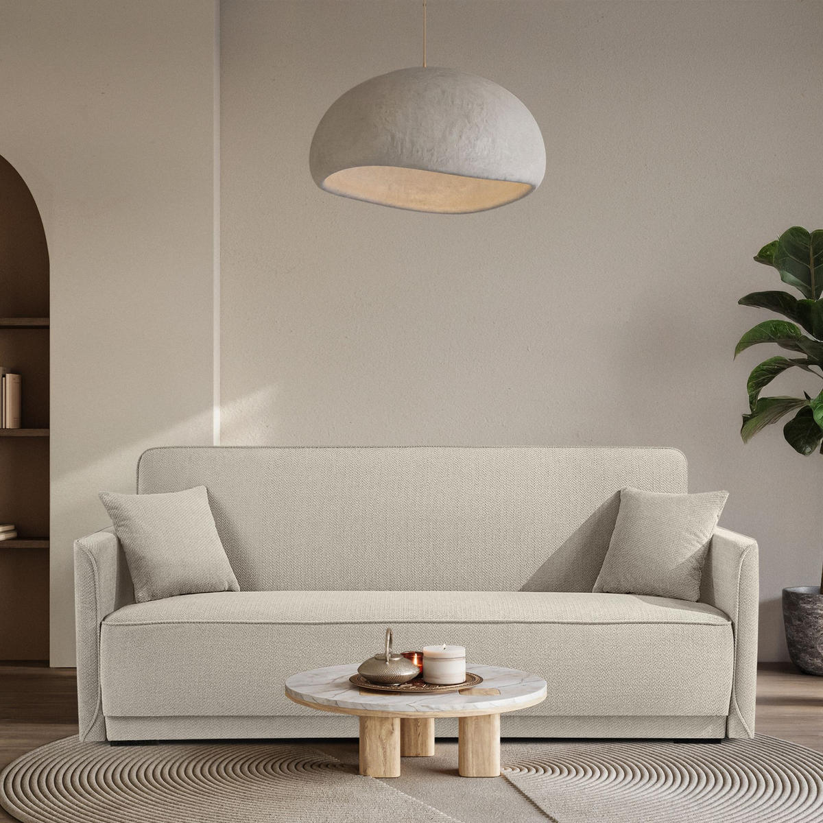 EINZELSOFA LIRIS, 3 Personen, Hellbeige - Beige, Holz/Holzwerkstoff (208/91/98cm) - KONSIMO®