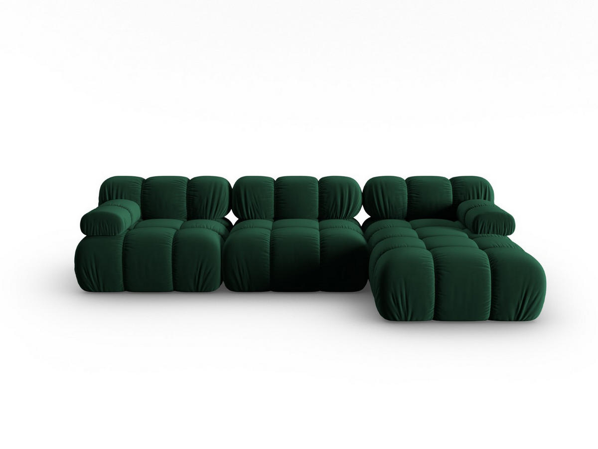 MODULARES-ECKSOFA rechts Bellis aus Samt flaschengrün 4 Sitzplätze - Grün, Textil (122/285cm) - Micadoni