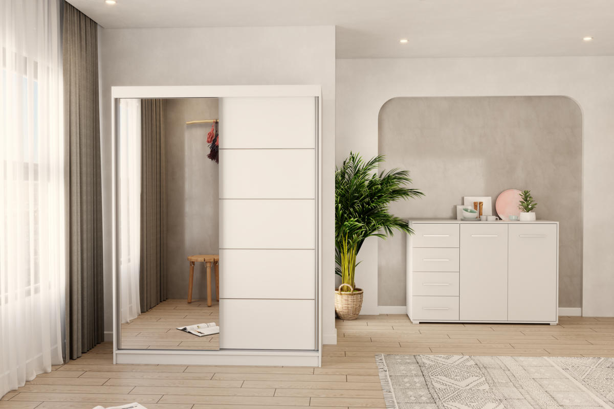 KOMMODE - Highboard IRYS 01 2D4S Weiß - Weiß, Holzwerkstoff (135/95/45cm) - Möblo