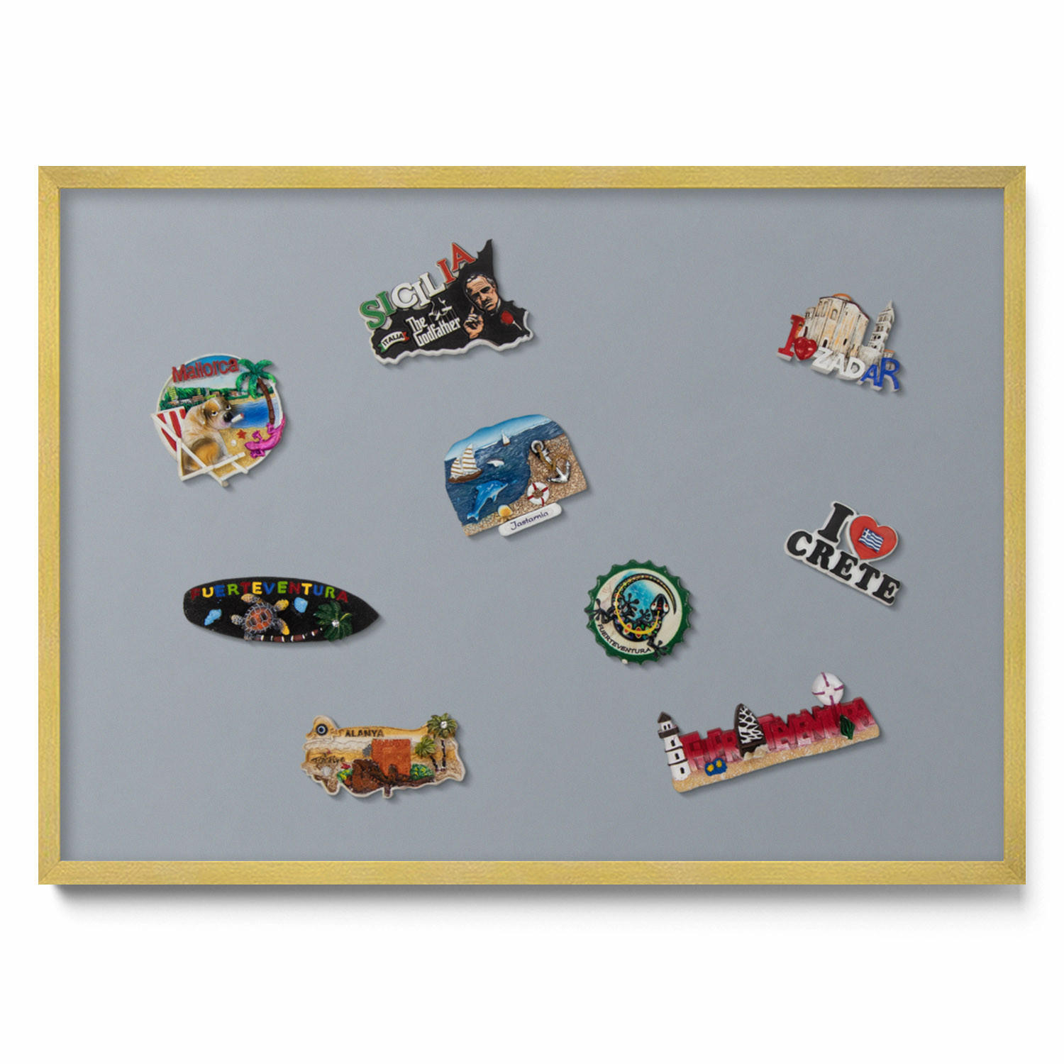 MAGNETTAFEL 70x50 cm Goldener Rahmen Grau - Graubraun, Metall (70/50/0.4cm) - TULUP