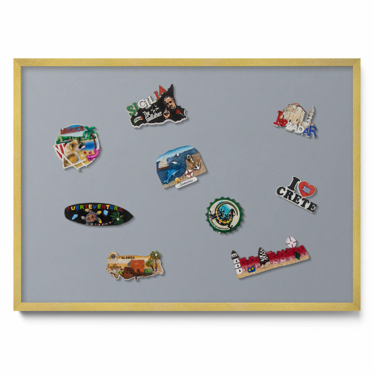 MAGNETTAFEL 70x50 cm Goldener Rahmen Grau - Graubraun, Metall (70/50/0.4cm) - TULUP