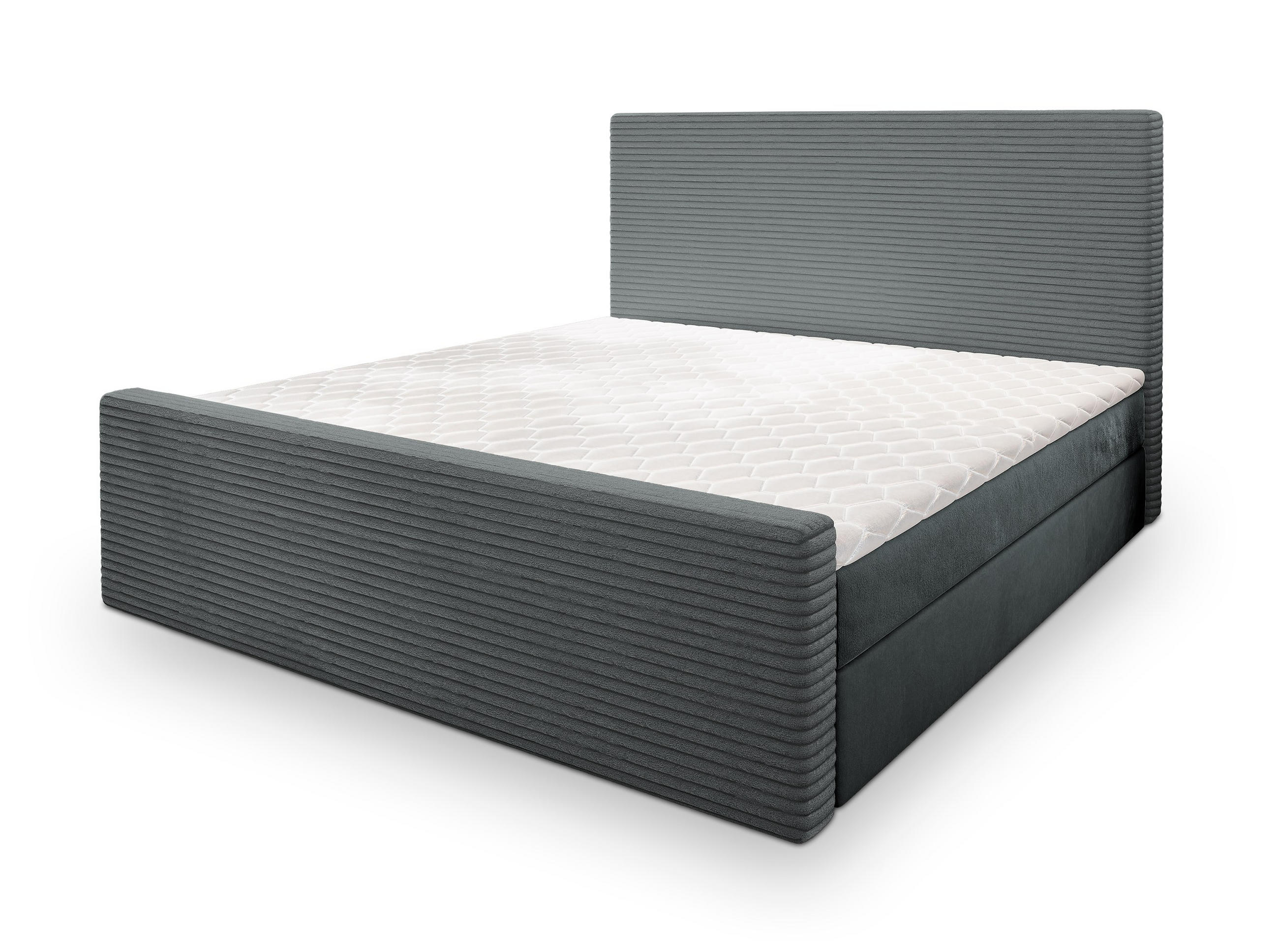 BOXBETT ALORIA 140x200 cm mit Matratze und Topper - Grau - Grau, Holz (140/200cm) - MASSENO