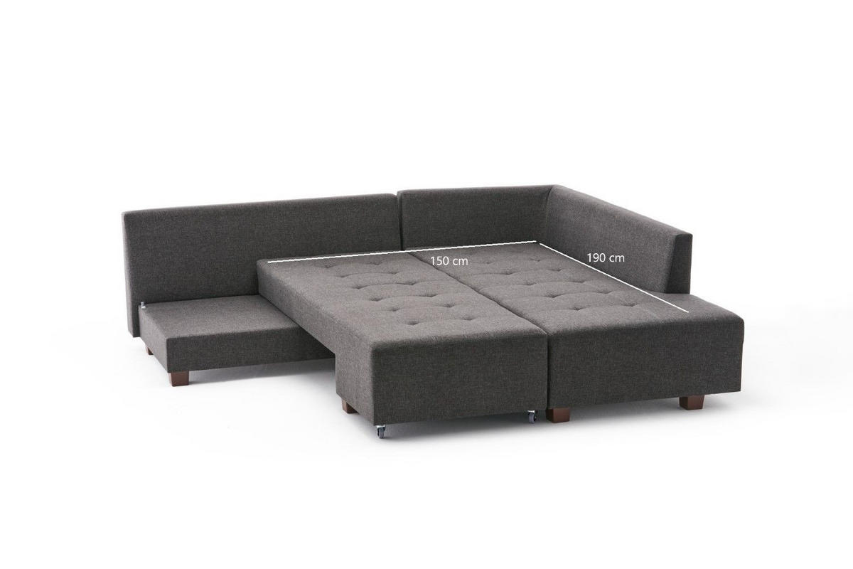ECKSOFA mit rollbarer Schlaffunktion - Anthrazit/Walnussfarben, Holzwerkstoff/Kunststoff (206/280cm) - myHomelando