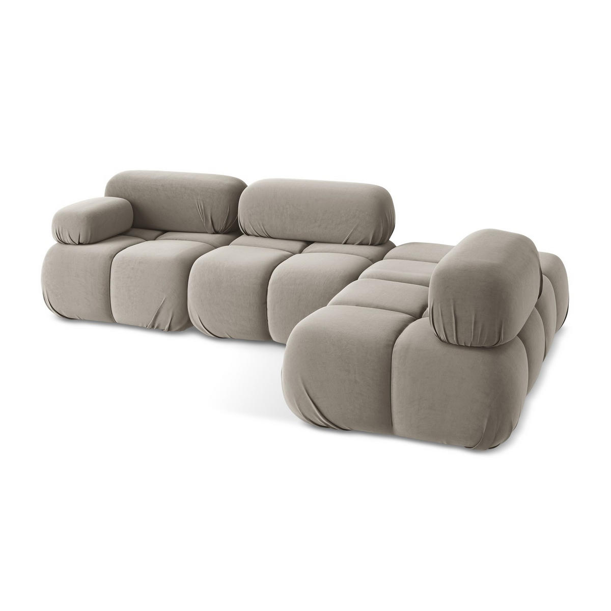 ECKSOFA Rechts Samt Stoff Grau - Taupe/Lila, Kunststoff/Textil (285/190cm) - LaMiaSofa