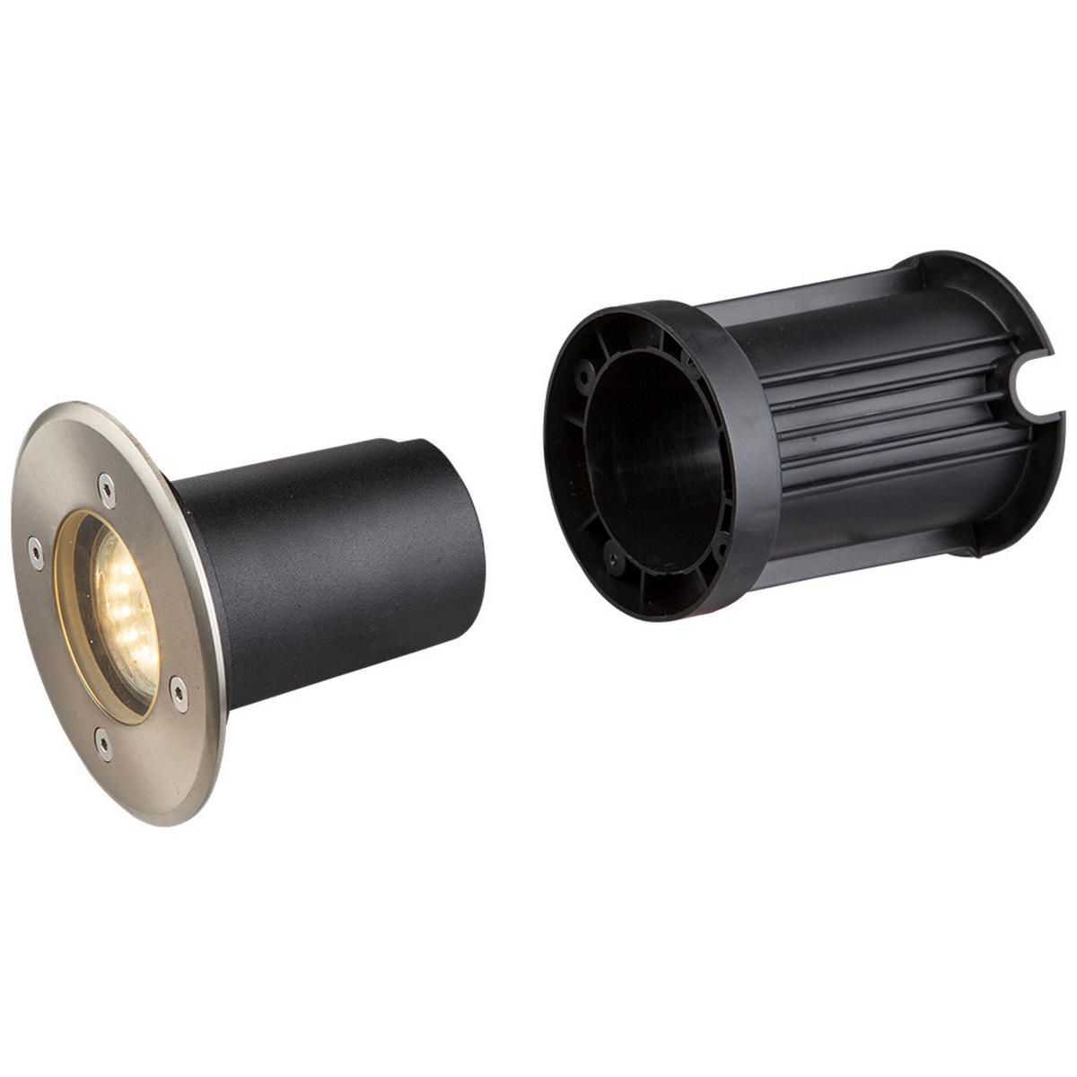 LED BODENEINBAUSPOT Edelstahl Silber - Silberfarben, Glas (11/11/12.3cm) - Globo Lighting