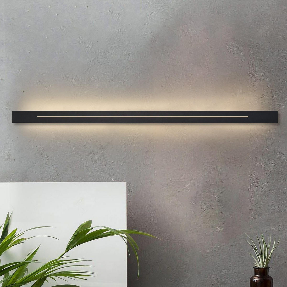 LED-WANDLEUCHTE Luminescent 100/5/4 cm - Schwarz, Metall (5/4/100cm) - ZMH