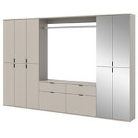 GARDEROBEN-SET Kaschmir 273 x 193 cm, Garderobenschrank mit Spiegel - Kaschmir/Schwarz, Glas/Holzwerkstoff (273/193/34cm) - Inn.Furn