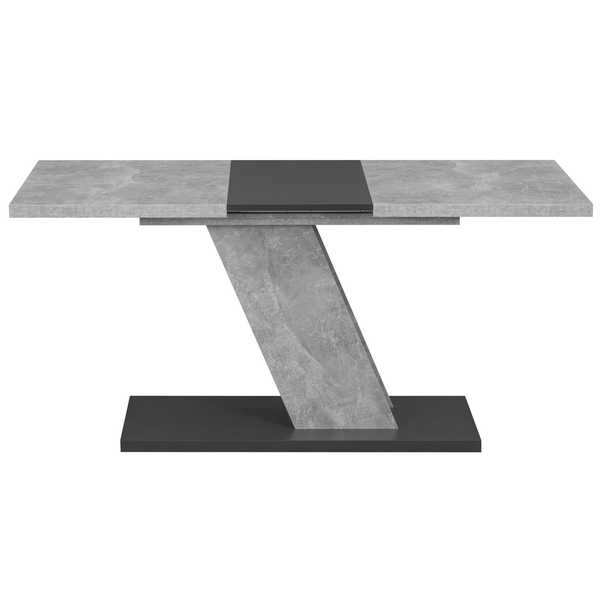 ESSTISCH Kross Beton Optik + Anthrazit matt - Anthrazit, Holzwerkstoff (80/120/75cm) - Vladon