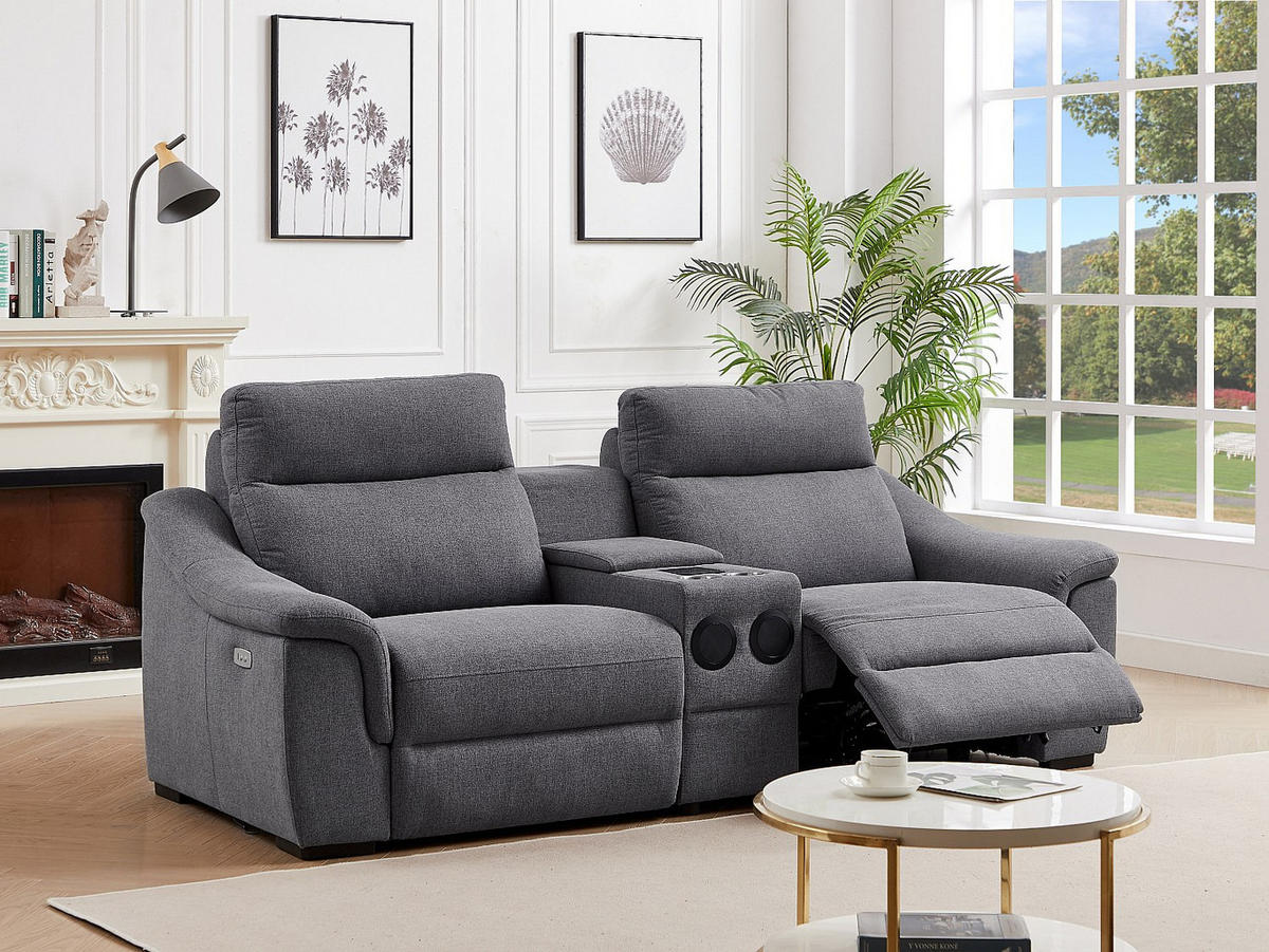 RELAXSOFA elektrisch 2-Sitzer - Stoff - Grau - VERETO - Grau, Textil (234/96/99cm) - Vente-Unique