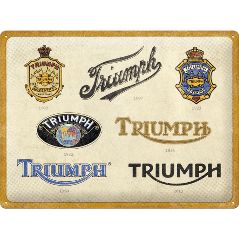 BLECHSCHILD 30/40 cm Triumph Logo Evolution - Multicolor, Metall (40/30/0.2cm) - Nostalgic-Art