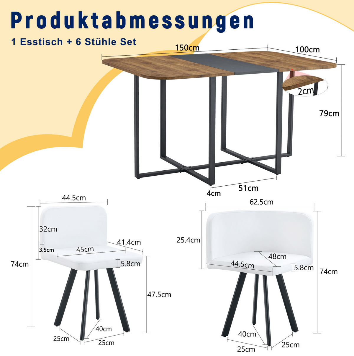 ESSTISCH-SET ausziehbar mit 4 Stühlen Naturholzoptik Schwarz - Schwarz, Metall (100/79/150cm) - Meubliv