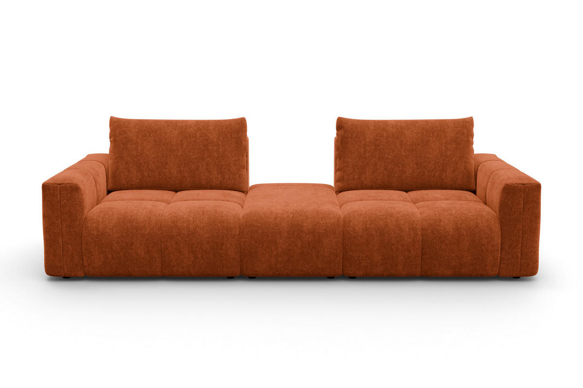 SOFA VERONA 4-Sitzer, Orange - Schwarz/Orange, Holz/Textil (282/83/110cm) - Courtois Laville