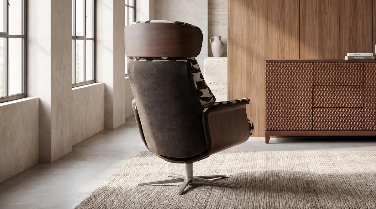 RELAXSESSEL TOSAR Braun Webstoff Relaxfunktion - Silberfarben/Braun, Textil/Metall (83/110/89cm) - KAWOLA