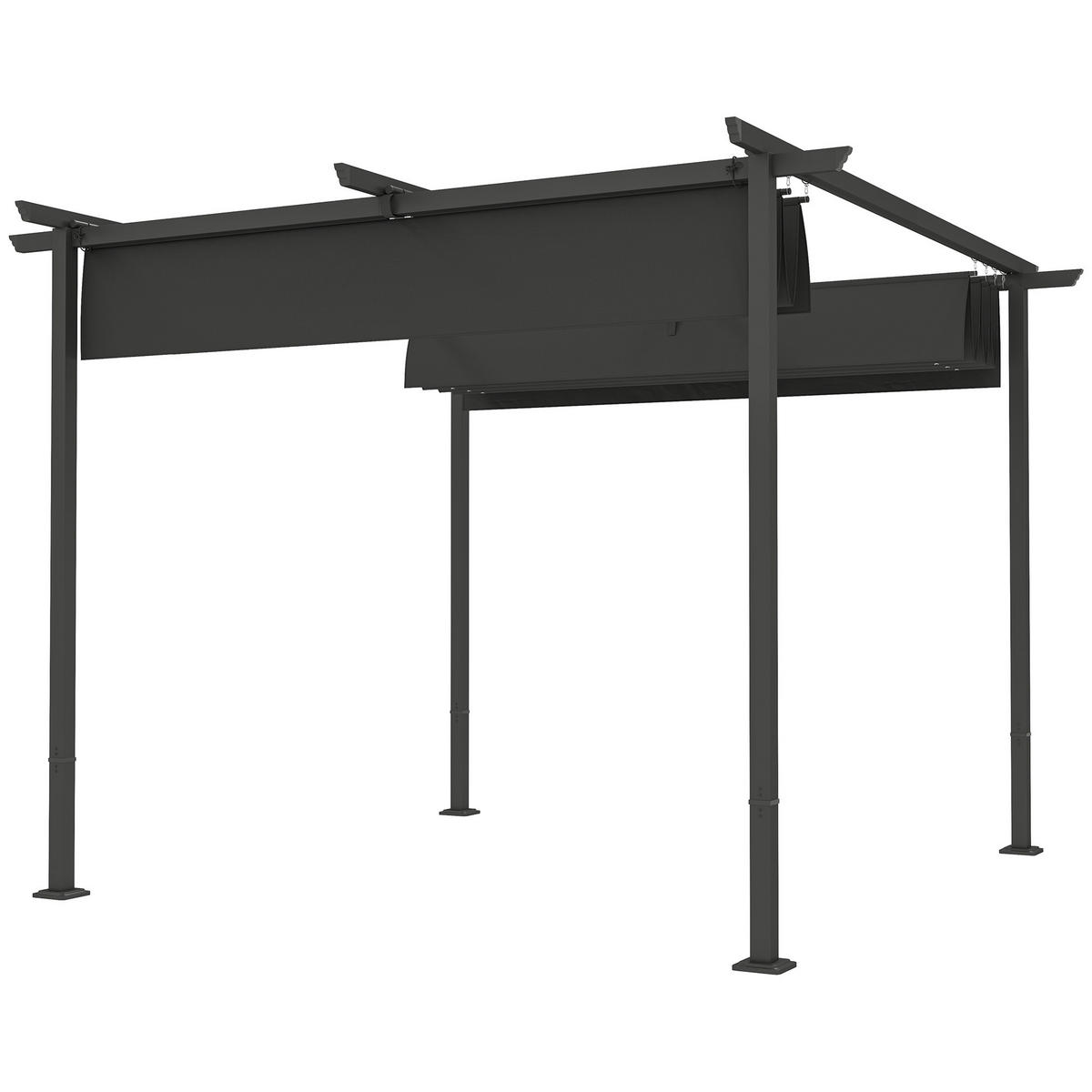 3 x 3 m Garten-Pergola mit verstellbarem Dach, Metallrahmen, UPF30+ Schutz, Sonnendach für Veranda, Terrasse, Dunkelgrau - Dunkelgrau, Metall (300/227/300cm)