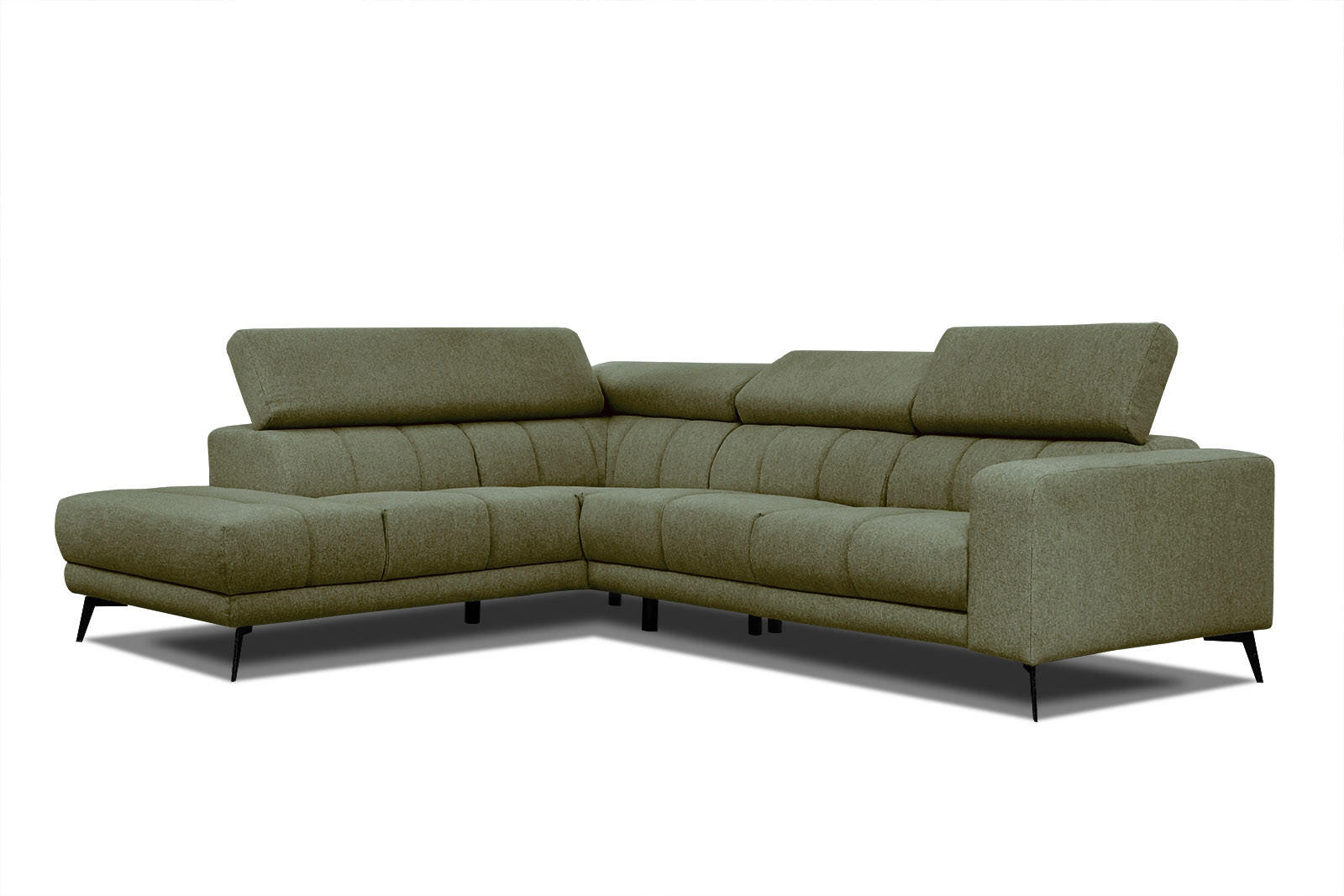 ECKSOFA MORELLO 5-Sitzer, olivgrün - Schwarz/Olivgrün, Holzwerkstoff/Textil (158/269cm) - Courtois Laville