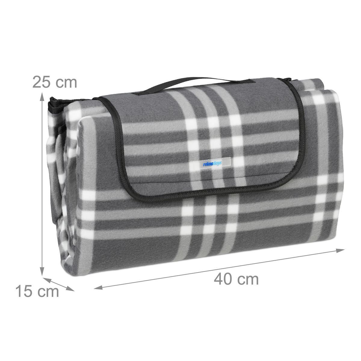 PICKNICKDECKE - Grau, Textil/Metall (200/200cm) - Relaxdays