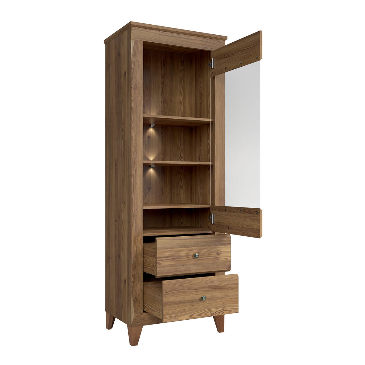 VITRÍNA Raya Dřevo - hnědá, kompozitní dřevo (72/202/47cm) - Petits-meubles