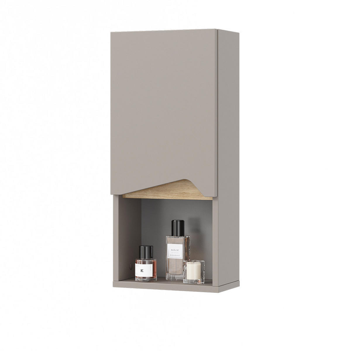 BADSCHRANK Marelle Greige 30 x 67 cm mit Tür und offenem Fach - Greige, Holzwerkstoff (30/67/17cm) - Vicco