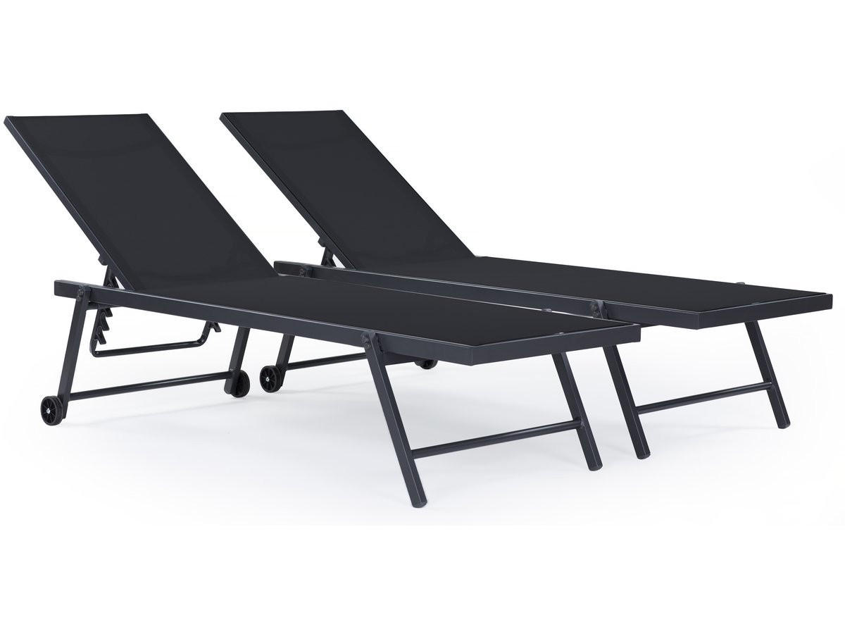 SONNENLIEGE jolia Grau / Schwarz - Grau, Metall (61/37/199cm) - Habitat Garten