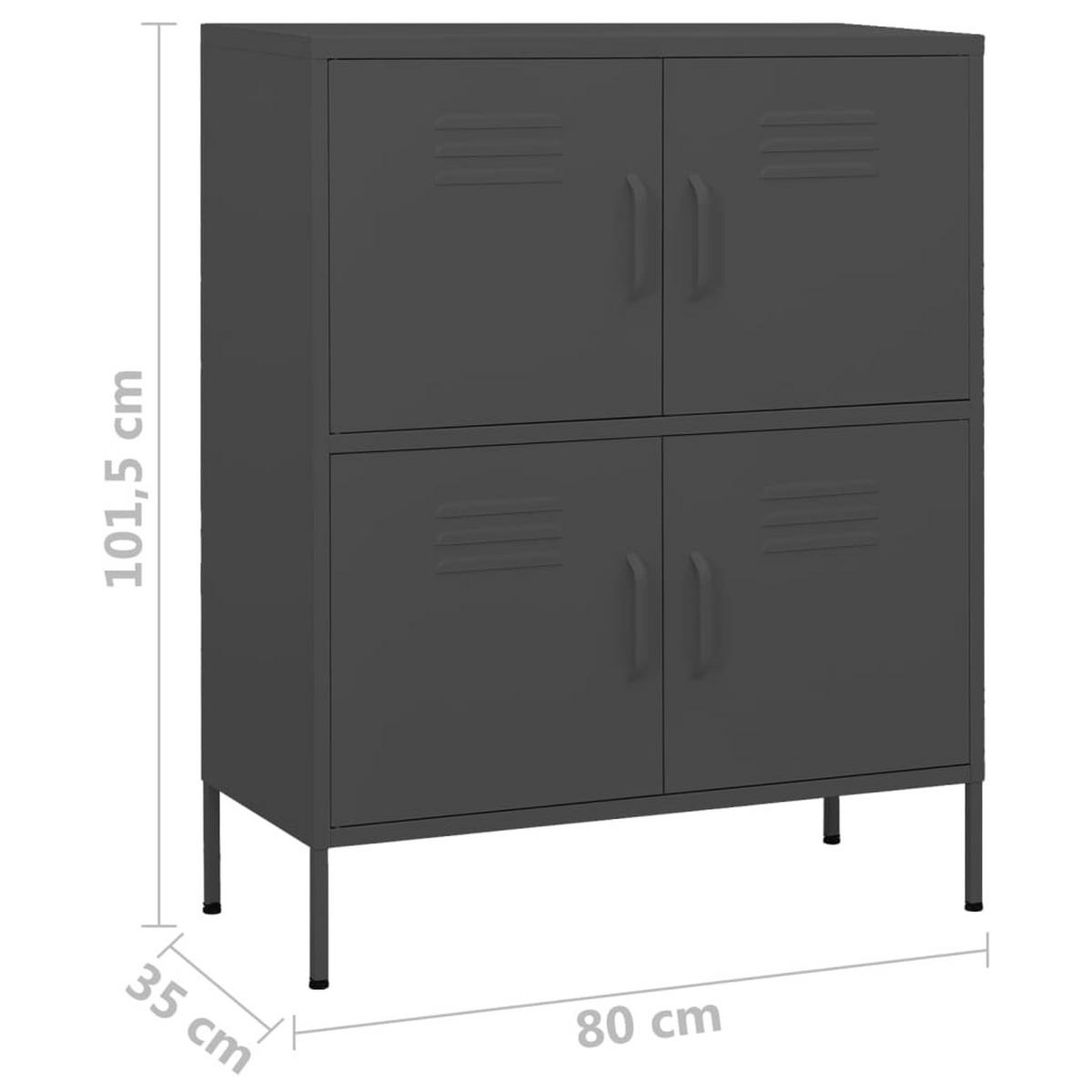 LAGERSCHRANK Anthrazit 80/35/101,5 Cm Stahl - Anthrazit, Metall (35/101.5/80cm) - vidaXL