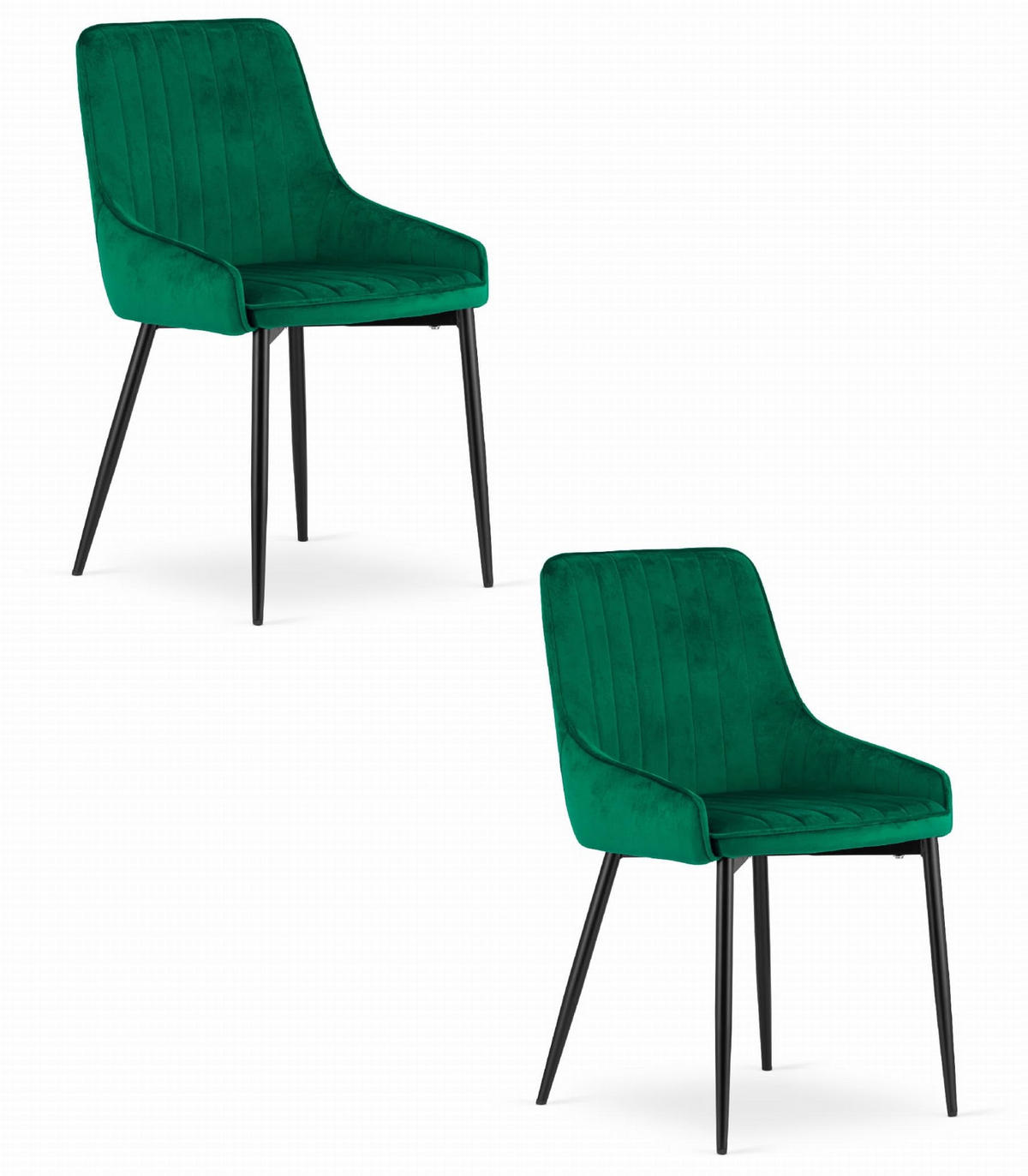 ESSZIMMERSTUHL 2er Set Grüner Velours, Rückenlehne vertikal gepolstert, bequeme Sitzfläche - Grün, Textil (51/84/46cm) - Best For Home