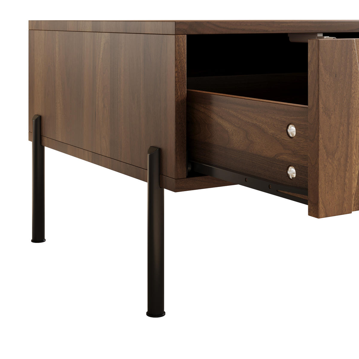 COUCHTISCH in Naturfarben Wohnzimmertisch mit 2 Schubladen und Metallbeinen, für Stauraum und Alltag, B105/T55/H41cm - Schwarz/Naturfarben, Holzwerkstoff/Metall (55/105/41cm) - STILVORA