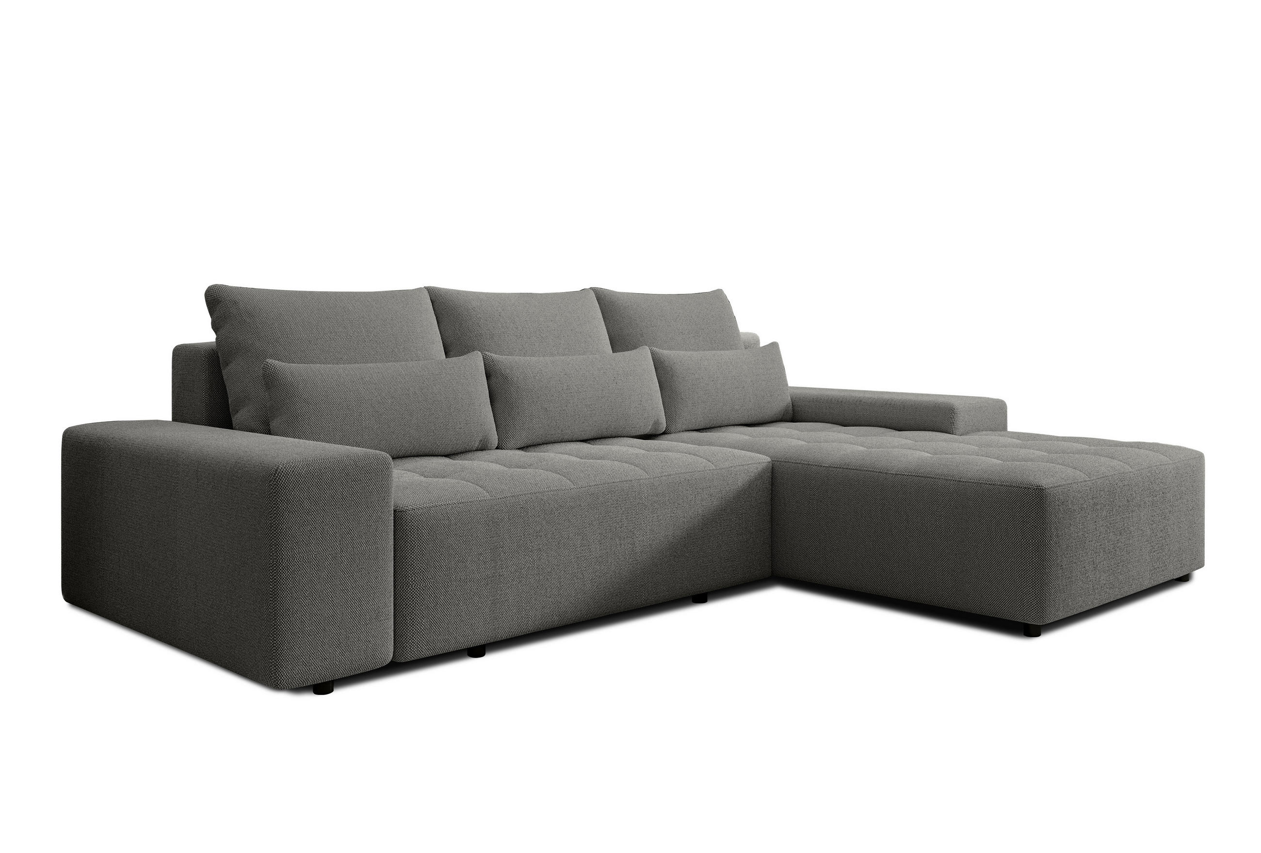 ECKSOFA L Form Alvorada Grau 280/184/88 cm – modernes Sofa fürs Wohnzimmer - Schwarz/Grau, Kunststoff/Textil (280/184cm) - AX Living