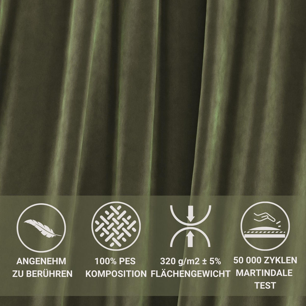 3-SITZER SOFA Peebles Olivenfarbe Samtstoff - Schwarz/Olivgrün, Holz/Holzwerkstoff (244/90/101cm) - Maison de Reve