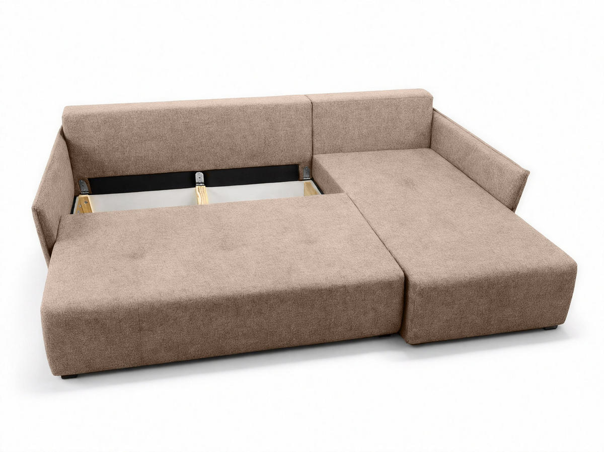 ECKSOFA L Form Damascus Creme 212/143/88 cm Rechts mit Schlaffunktion - Creme/Schwarz, Kunststoff/Textil (212/143cm) - AX Living