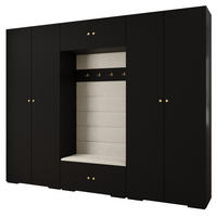 GARDEROBEN-SET 236,7/300/47 - Goldfarben/Schwarz, Holz/Kunststoff (300/236.7/47cm) - Abiks Möbel