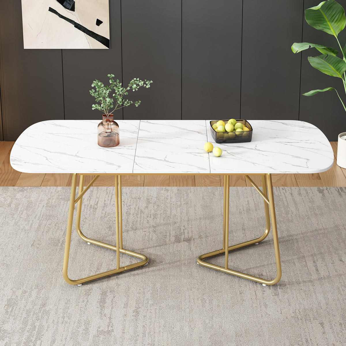ESSTISCH SET mit 4 Retro-Stühlen - Braun, Holzwerkstoff/Textil (180/75/80cm) - Urban Meuble