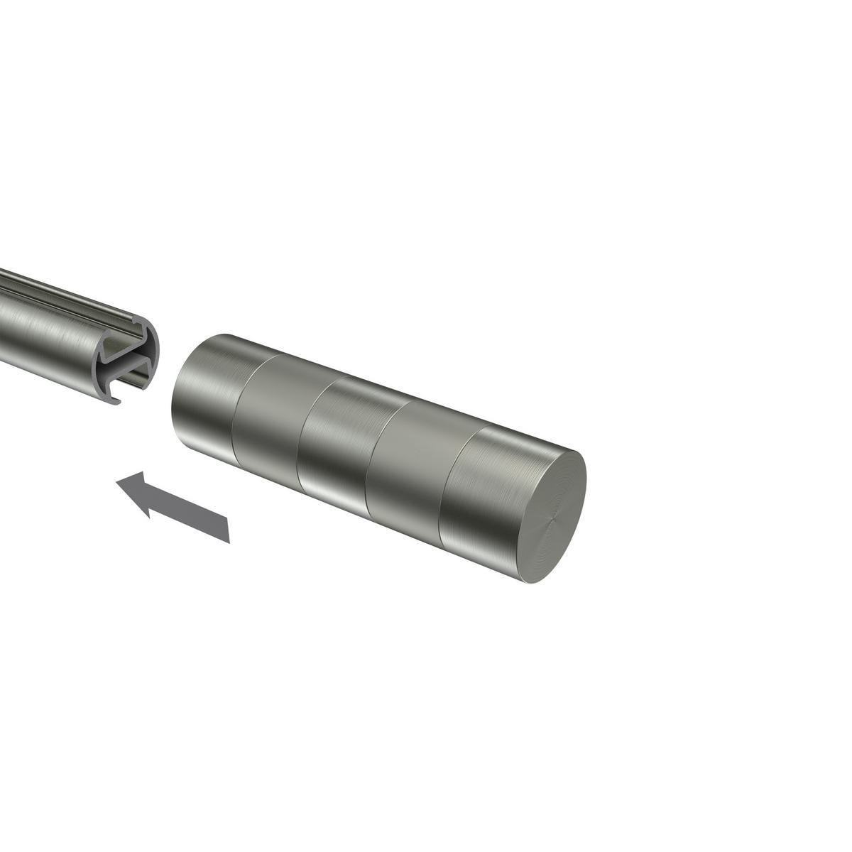 ENDSTÜCKE FÜR GARDINENSTANGEN 20 mm Ø, Mavell Edelstahl-Optik/Satin-Silber, Packung 2 Stück - Edelstahlfarben/Silberfarben, Metall (8.2/2.6/2.6cm) - INTERDECO